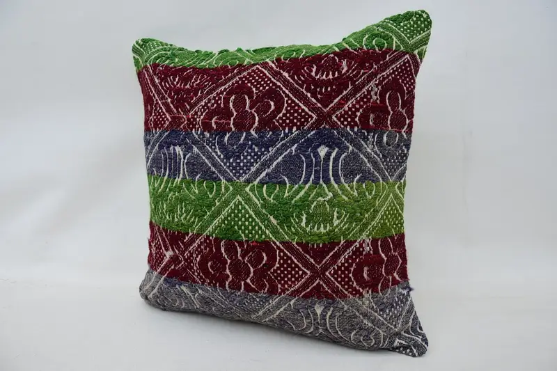 Nautical Throw Pillow Cover, 16x16 Red Pillow Cover, Vintage Pillow, Armchair Cushion Case, Cushion Case, Antique Pillows, Turkish Pillow - 3