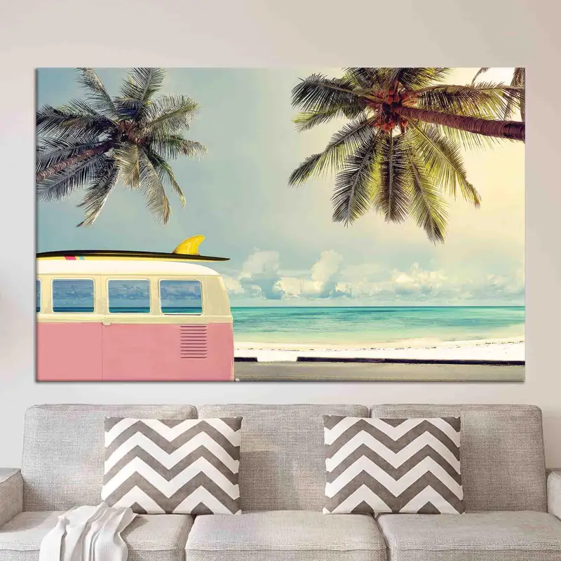Tropical Coconut Trees Canvas: Summer Beach Room Decor