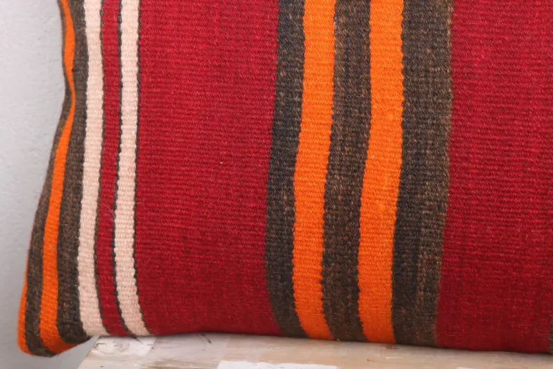 Antique Pillows, Vintage Kilim Pillow, Cushion, 16x36 Red Pillow Case, Accent Pillow Sham, Living Room Throw Pillow Case, Kilim Cushion Sham - 3