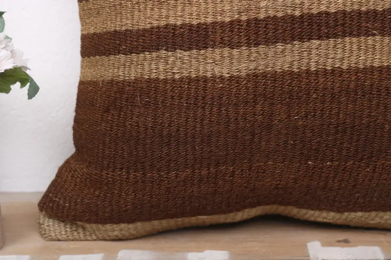Vintage Kilim Throw Pillow, Designer Throw Cushion Cover, Pillow Case, Interior Designer Pillow, Ethnical Kilim Rug Pillow, 20x20 Brown Cushion - 3