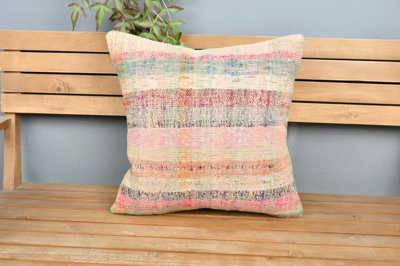 Home Decor Pillow, Kilim Cushion Sham, 20x20 Rainbow Pillow Sham, Throw Kilim Pillow, Handmade Rug Seat Pillow Case, Cushion, Wholesale Pillow Case - 6