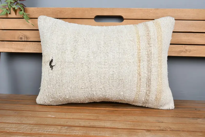 Gift Pillow, Turkish Pillow, 16x24 Beige Cushion Case, Pillow for Sofa, Custom Cushion, Sustainable Pillow Cover, Ottoman Cushion Case, Pillow Sham - 6