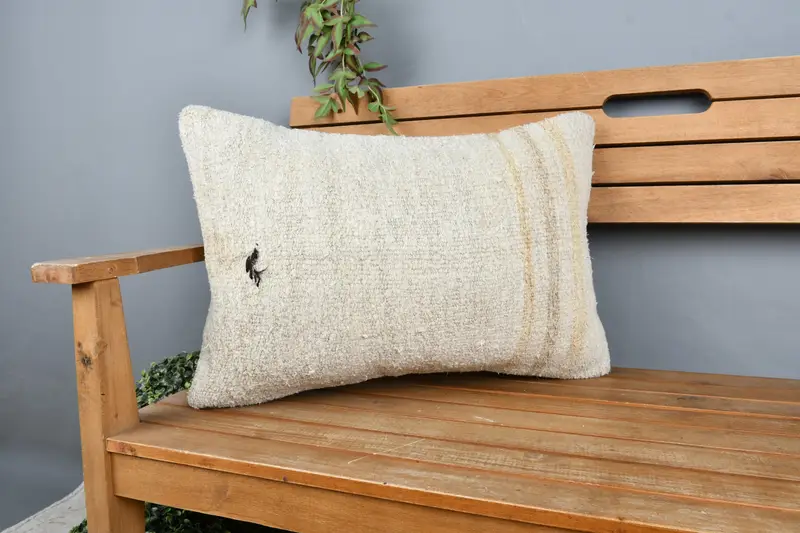 Gift Pillow, Turkish Pillow, 16x24 Beige Cushion Case, Pillow for Sofa, Custom Cushion, Sustainable Pillow Cover, Ottoman Cushion Case, Pillow Sham - 1
