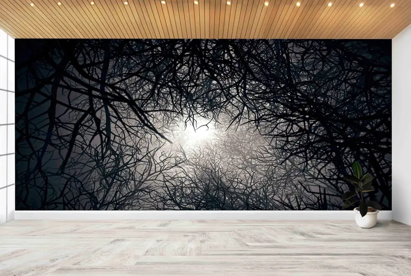 Zarif Baskılı Orman Manzarası Duvar Kağıdı: Doğanın Huzuru