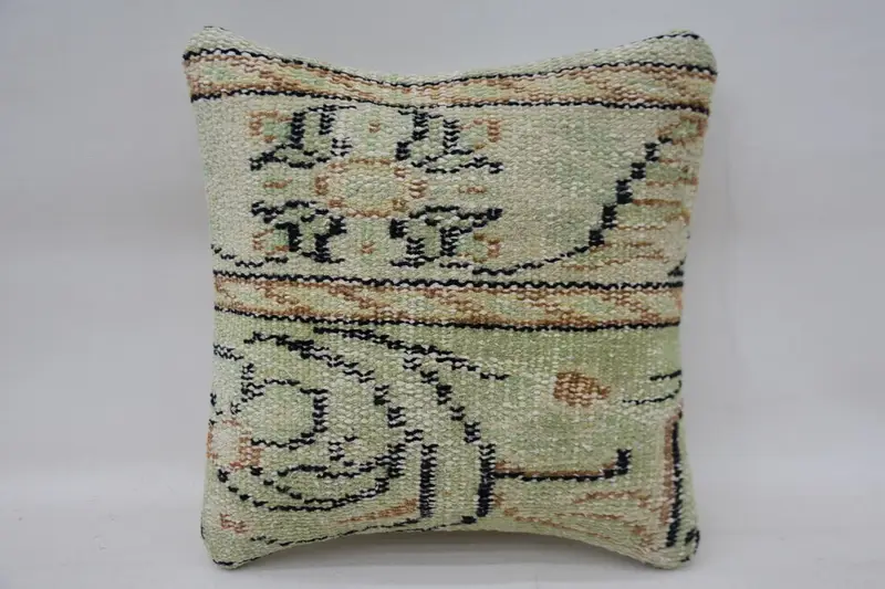 Home Decor Pillow, Decorative Pillow Cover, 12x12 Beige Pillow, Boho Pillow Sham Cover, Cushion Case, Vintage Pillow - 1