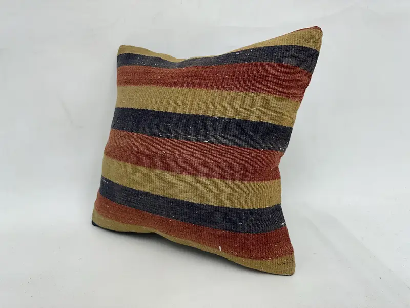 Yoga Pillow Sham, Ethnical Kilim Rug Pillow, Cushion Cover, Custom Pillow Sham, Kilim Pillow Cover, 18x18 Red Pillow, Vintage Kilim Throw Pillow - 4