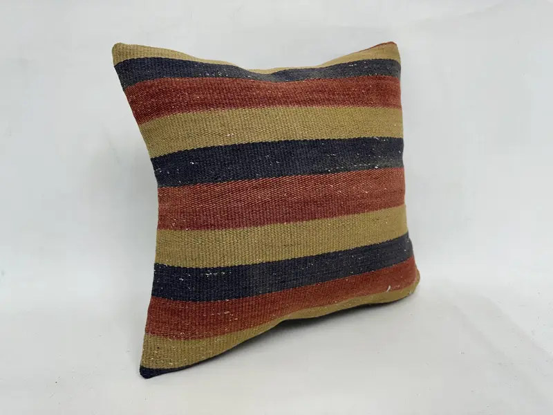 Yoga Pillow Sham, Ethnical Kilim Rug Pillow, Cushion Cover, Custom Pillow Sham, Kilim Pillow Cover, 18x18 Red Pillow, Vintage Kilim Throw Pillow - 3