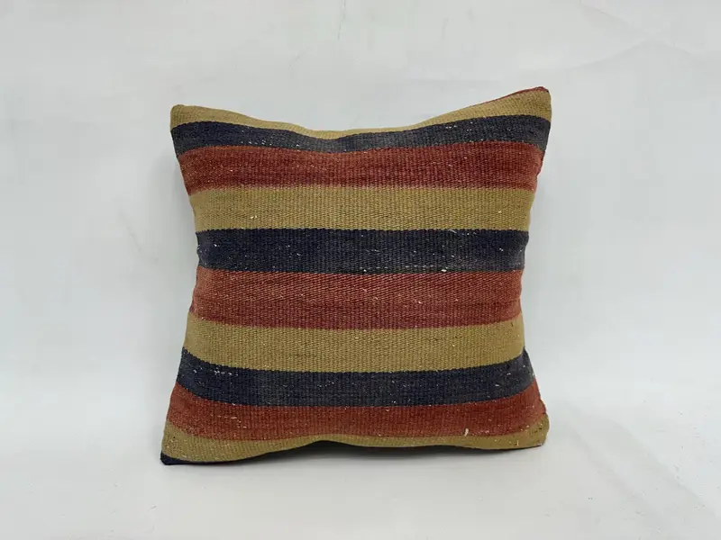 Yoga Pillow Sham, Ethnical Kilim Rug Pillow, Cushion Cover, Custom Pillow Sham, Kilim Pillow Cover, 18x18 Red Pillow, Vintage Kilim Throw Pillow - 1