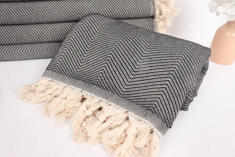 Monogram Blanket, Best Friend Gift, Personalized Blanket, 84x68 Cotton Zig zag Towel, Custom Wedding Gifts, Wedding Gift Customized Blanket - 4