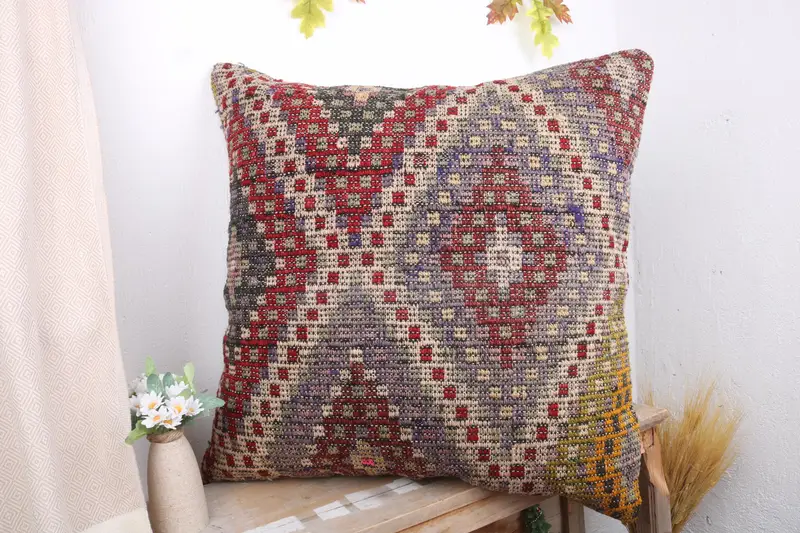 Antique Pillows, 28x28 Blue Cushion Case, Nomadic Pillow Sham, Cushion, Chair Cushion Cover, Vintage Kilim Pillow, Vintage Kilim Throw Pillow - 4