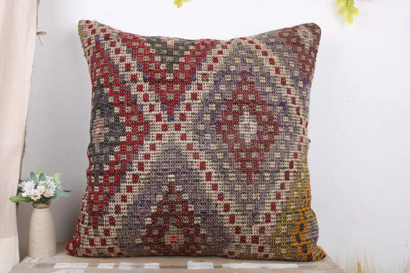 Antique Pillows, 28x28 Blue Cushion Case, Nomadic Pillow Sham, Cushion, Chair Cushion Cover, Vintage Kilim Pillow, Vintage Kilim Throw Pillow - 2