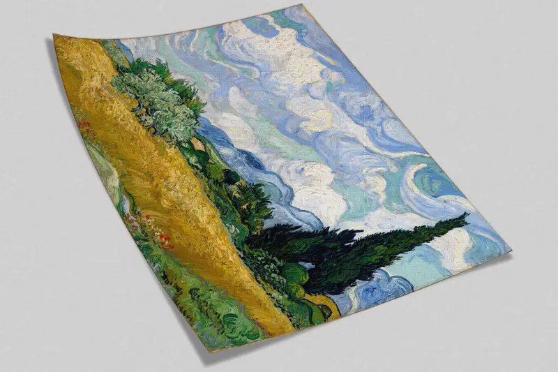 Van Gogh Wall Stickers, Landscape Paper Craft, Wheat Field with Cypresses Wallpaper, Reproduction Wall Stickers, Gift For House,Van Gogh Art - 9