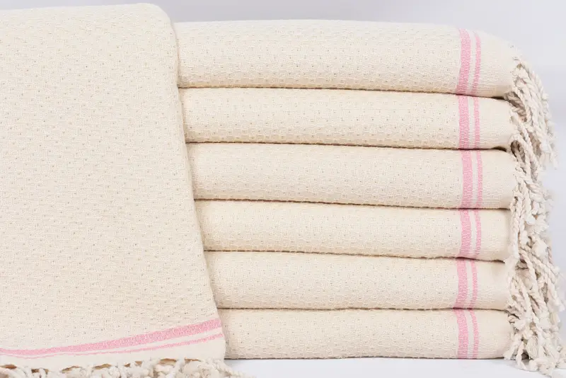 Personalized Pink Striped Turkish Cotton Towel, Bachelorette Gift, 67x36 Inches