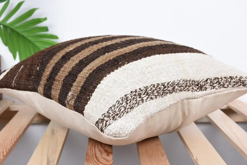 Turkish Kilim Pillow, 16x16 White Cushion Case, Ikat Cushion Cover, Bed Cushion Case, Home Decor Pillow, Antique Pillows, Cushion Cover - 6