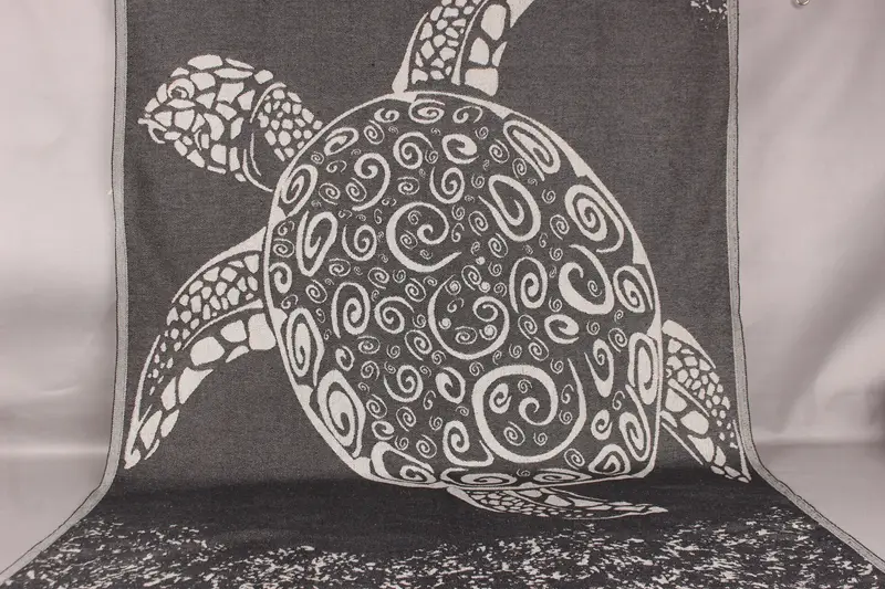 Personalized Turkish Beach Towel Black Organic Cotton, 40x71 Inches