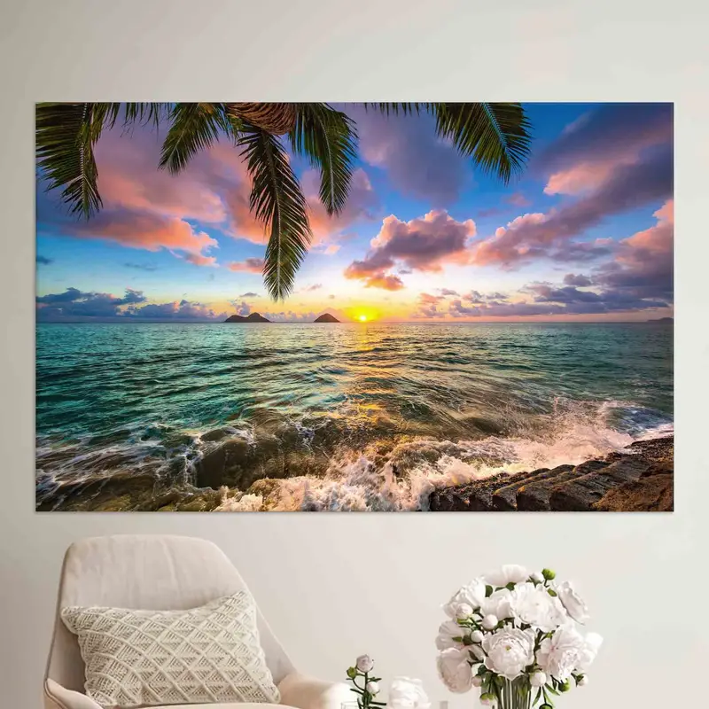 Tropical Sunrise Seascape Canvas: Coastal Serenity Unleashed