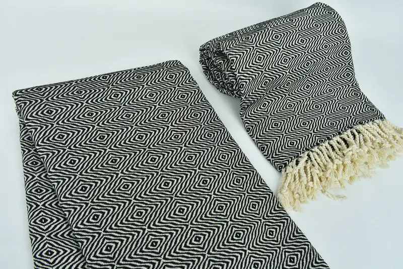 70x40 Cotton Zigzag Diamond Towel, Bridesmaid Gift, Custom Wedding Gift, Cotton towel, Valentines Day Gift, Travel Towel, Turkish Towel Personalized - 7