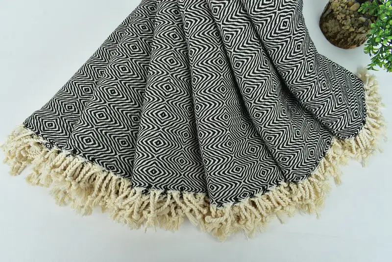 70x40 Cotton Zigzag Diamond Towel, Bridesmaid Gift, Custom Wedding Gift, Cotton towel, Valentines Day Gift, Travel Towel, Turkish Towel Personalized - 4