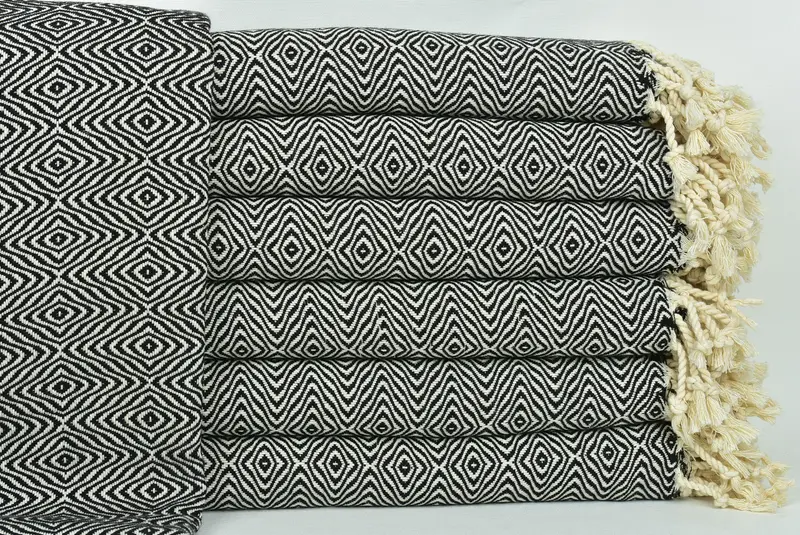 70x40 Cotton Zigzag Diamond Towel, Bridesmaid Gift, Custom Wedding Gift, Cotton towel, Valentines Day Gift, Travel Towel, Turkish Towel Personalized - 1
