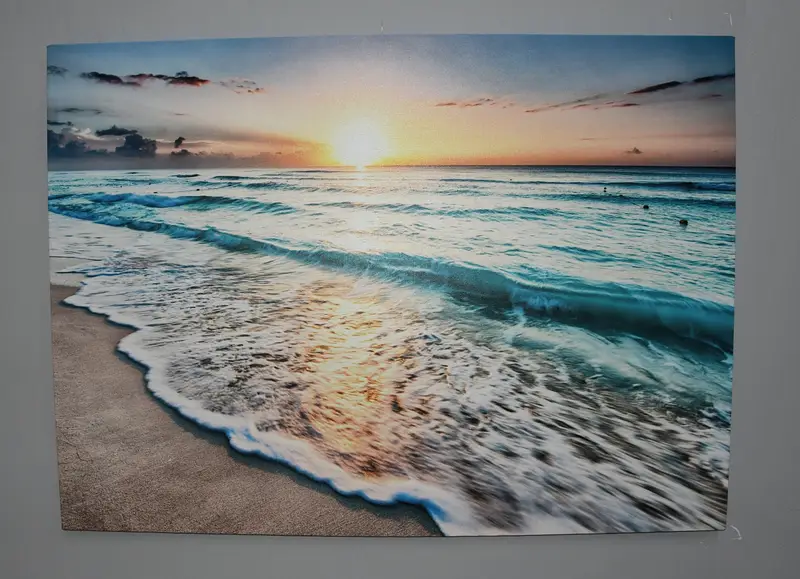 サンセット シースケープ キャンバス: 鮮やかなビーチ風景アート プリント