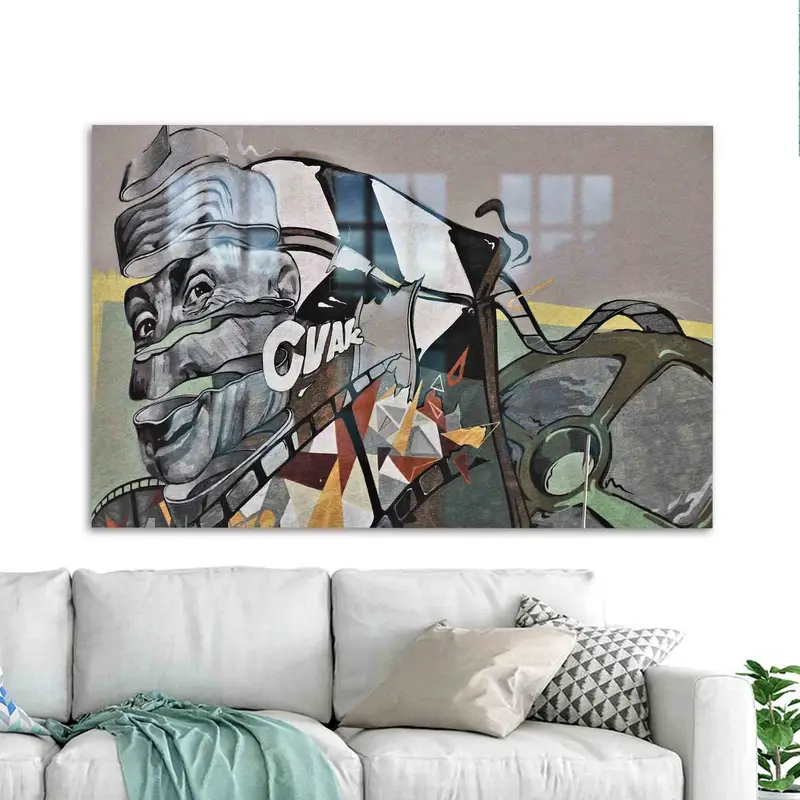 Hombre Abstracto Contemporáneo Surrealismo Vidrio Impreso - Elegancia Moderna