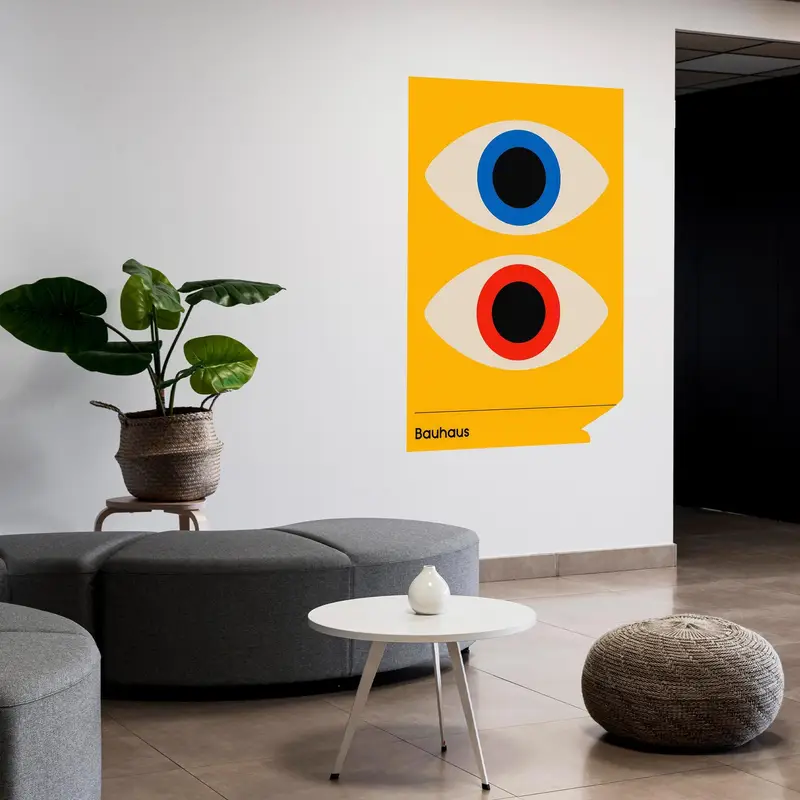 Yüzyıl Ortası Baskılı Kanvas: Bauhaus Minimal Sanat Zarifliği