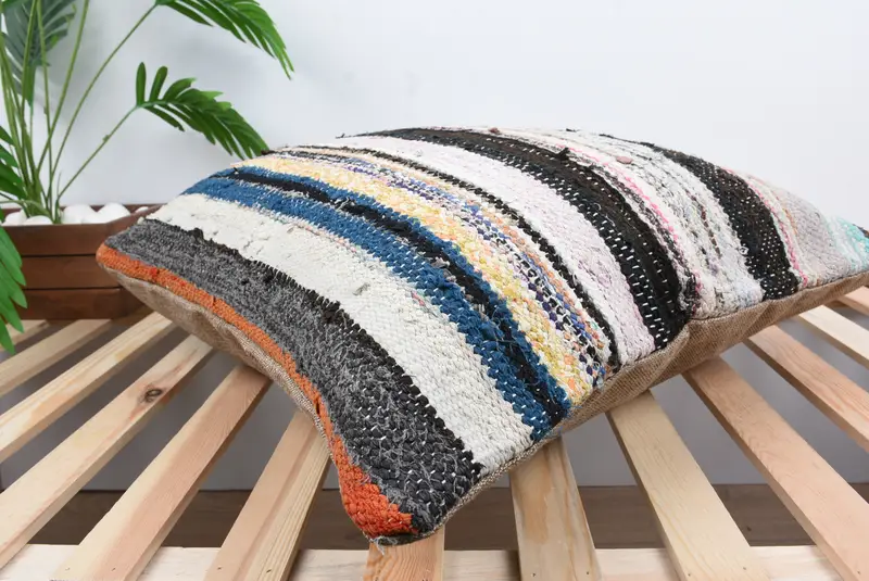 Antique Pillows, Boho Pillow Sham Cover, Indoor Pillow Case, Throw Kilim Pillow, 24x24 Blue Pillow Sham, Pillow Case, Pet Pillow Sham - 6