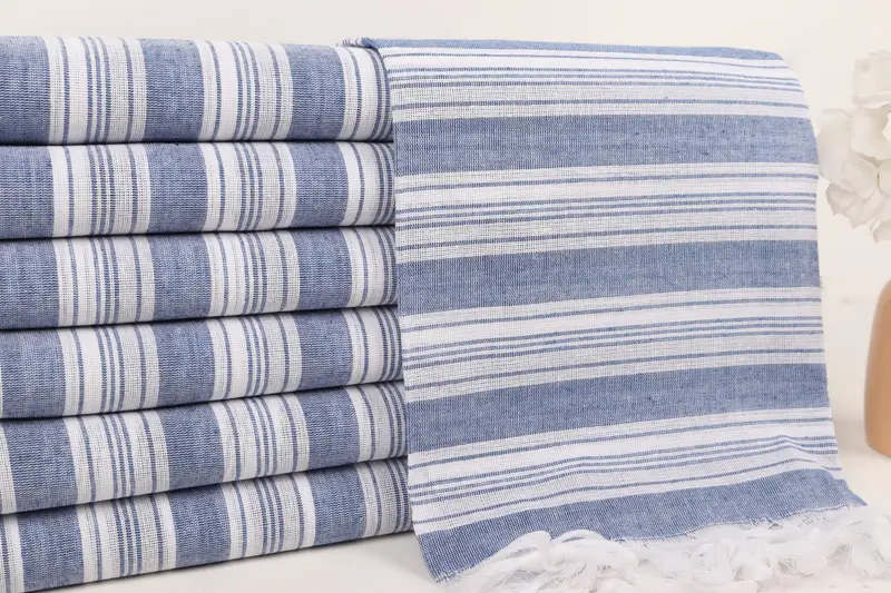 Travel Towel, 70x40 Cotton Striped Towel, Family Gift Basket, Gifts For Him, Organic Turkish towel, Personalized Beach Towel, Christmas Favors - 2