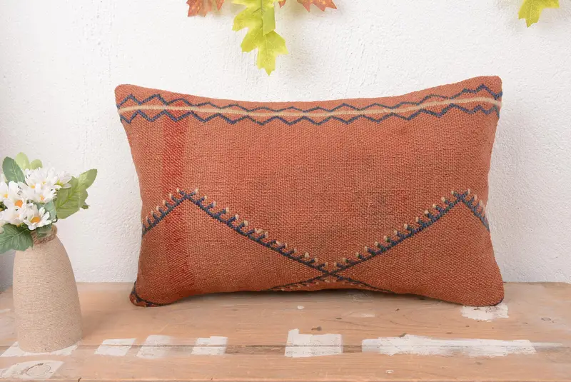 Rotes Southwestern-Wurfkissen, 12x20 besticktes Kissen für Sofa