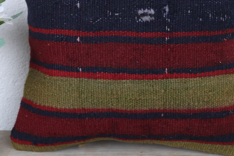 Ethnical Kilim Rug Pillow, Boho Pillow, Nautical Throw Cushion Cover, Boho Throw Cushion Cover, Pillow for Couch, 12x12 Red Pillow, Cushion Cover - 3