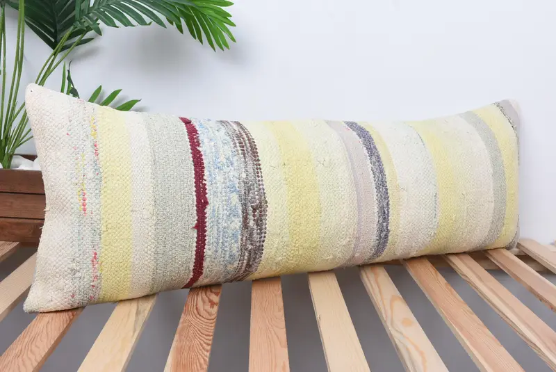 Interior Designer Pillow, Vintage Kilim Throw Pillow, Ethnical Kilim Rug Pillow, Turkish Bench Cushion, Cushion Case, 12x36 White Pillow Cover - 4