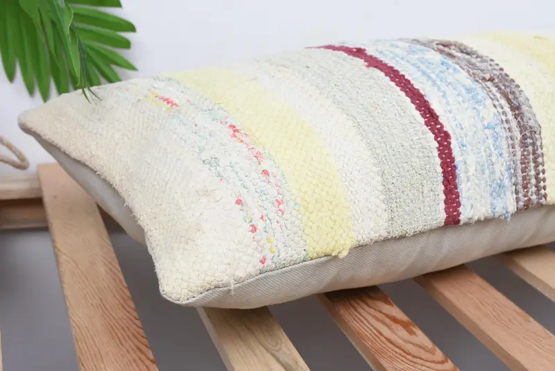 Interior Designer Pillow, Vintage Kilim Throw Pillow, Ethnical Kilim Rug Pillow, Turkish Bench Cushion, Cushion Case, 12x36 White Pillow Cover - 6