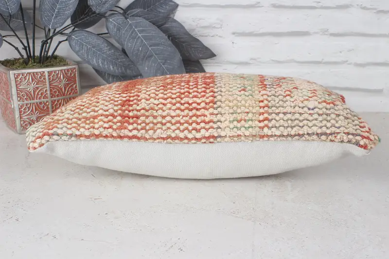 Kilim Pillow, Vintage Kilim Pillow, Pillow Case, Ethnic Pillow Cover Cushion Cover, Interior Designer Pillow, 8x16 Orange Cushion Case - 4
