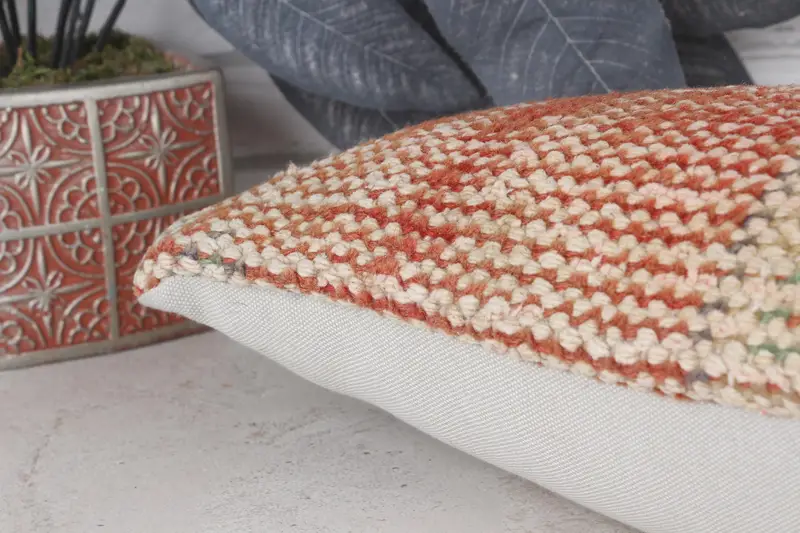 Kilim Pillow, Vintage Kilim Pillow, Pillow Case, Ethnic Pillow Cover Cushion Cover, Interior Designer Pillow, 8x16 Orange Cushion Case - 6