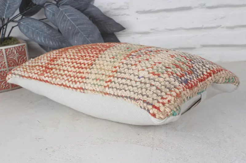 Kilim Pillow, Vintage Kilim Pillow, Pillow Case, Ethnic Pillow Cover Cushion Cover, Interior Designer Pillow, 8x16 Orange Cushion Case - 5