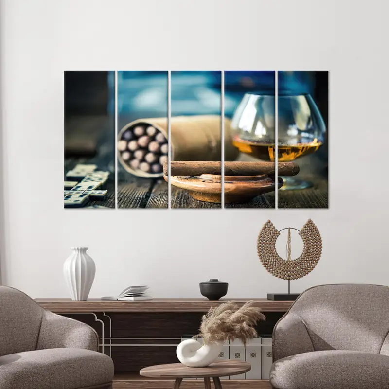 Arte de lona de cigarros, arte de pared de brandy, cafetería, decoración de arte de la barra de arte de lona, ​​cueva de hombre, arte de pared de lona, ​​arte colgante de pared, decoración moderna de lona, - 10