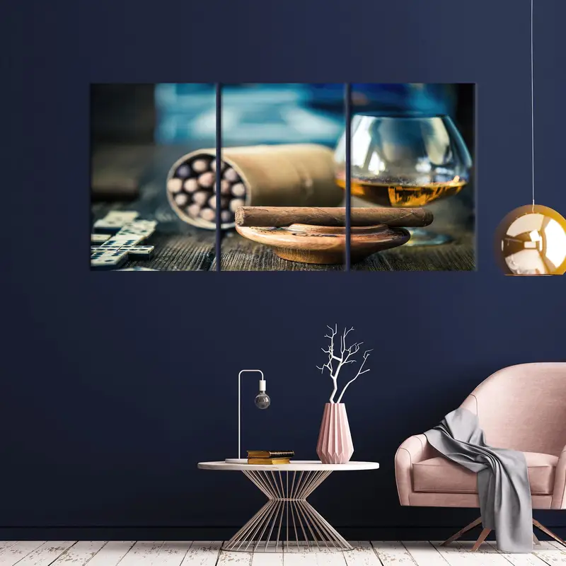 Arte de lona de cigarros, arte de pared de brandy, cafetería, decoración de arte de la barra de arte de lona, ​​cueva de hombre, arte de pared de lona, ​​arte colgante de pared, decoración moderna de lona, - 8