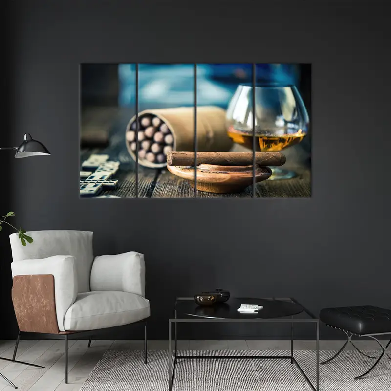 Arte de lona de cigarros, arte de pared de brandy, cafetería, decoración de arte de la barra de arte de lona, ​​cueva de hombre, arte de pared de lona, ​​arte colgante de pared, decoración moderna de lona, - 9