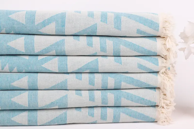 Summer Gift, 76x40 Cotton Geometric Towel, Wedding Gift For Bride, Lightweight Turkish towel, Best Friend Gift, Beach Theme Bachelorette Party Gifts - 4