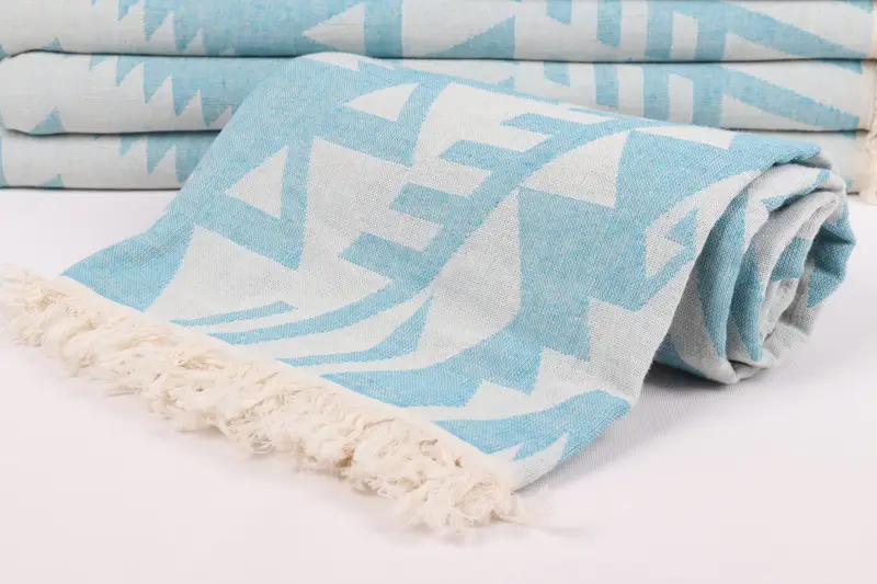 Summer Gift, 76x40 Cotton Geometric Towel, Wedding Gift For Bride, Lightweight Turkish towel, Best Friend Gift, Beach Theme Bachelorette Party Gifts - 5