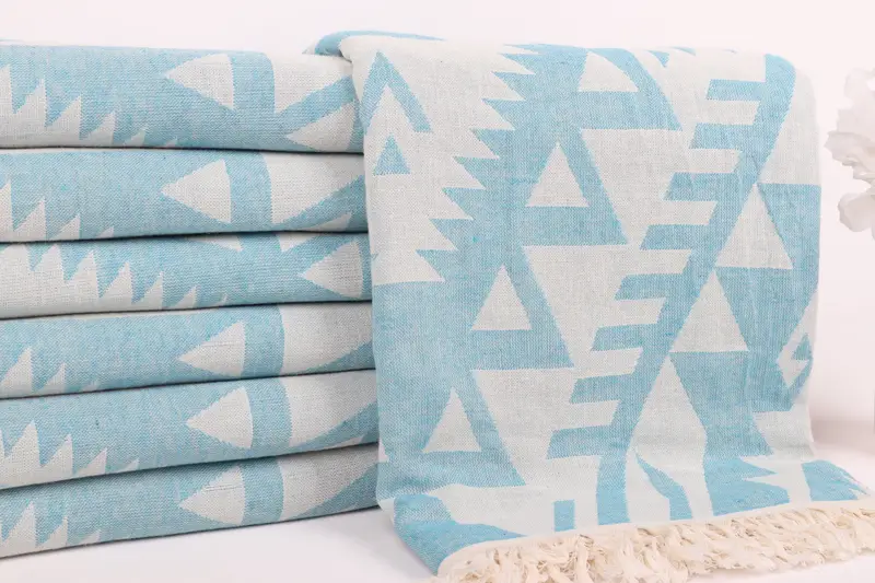 Summer Gift, 76x40 Cotton Geometric Towel, Wedding Gift For Bride, Lightweight Turkish towel, Best Friend Gift, Beach Theme Bachelorette Party Gifts - 3