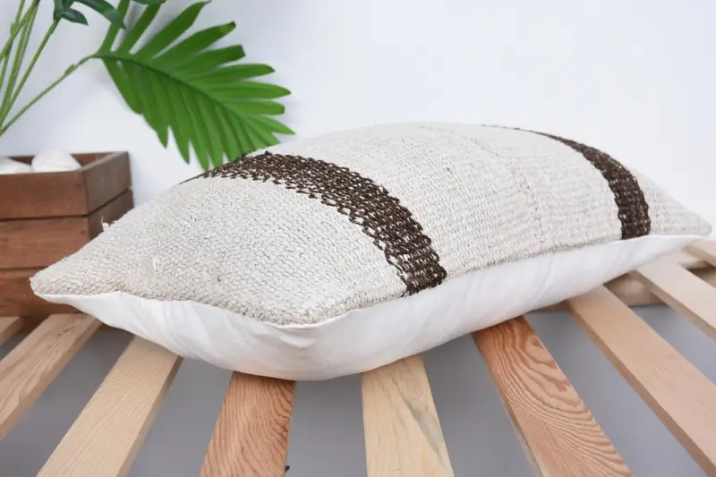 Pillow Cover, Outdoor Patio Pillow Sham, Antique Pillows, Vintage Kilim Throw Pillow, Boho Pillow Sham Cover, 12x20 White Pillow Cover - 6