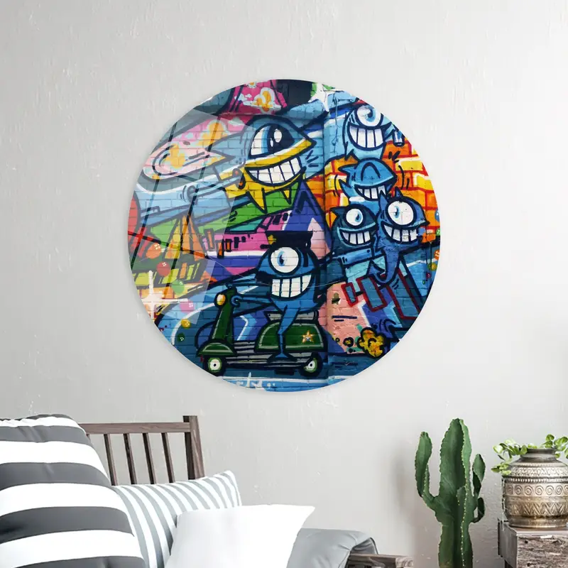 鮮やかな抽象グラフィティ キャンバス: あなたのスペースのためのモダン アート