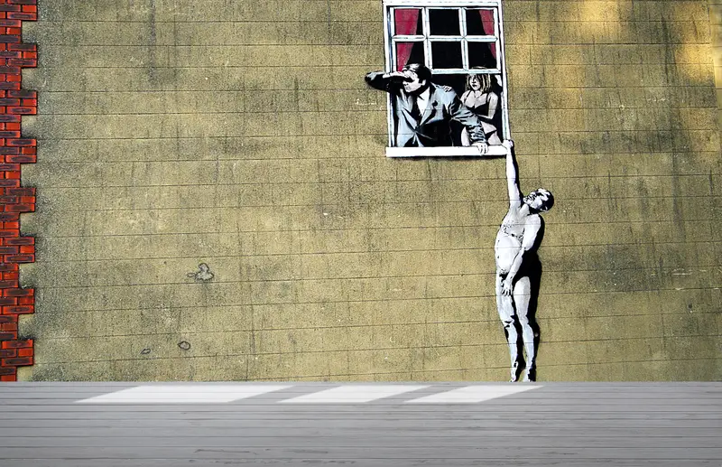 Bright Wall Paper, , Paper Wall Art, Street Wall Decor, Sensual Wall Print, 3d Wall Paper, Banksy Naked Man Mural, - 4