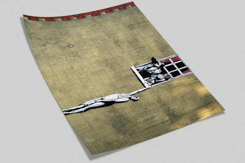 Bright Wall Paper, , Paper Wall Art, Street Wall Decor, Sensual Wall Print, 3d Wall Paper, Banksy Naked Man Mural, - 9