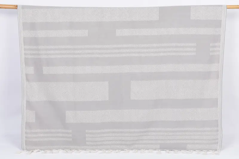 Turkish Bath Towel Light Gray Chevron, 67x38 Inches, Organic Cotton