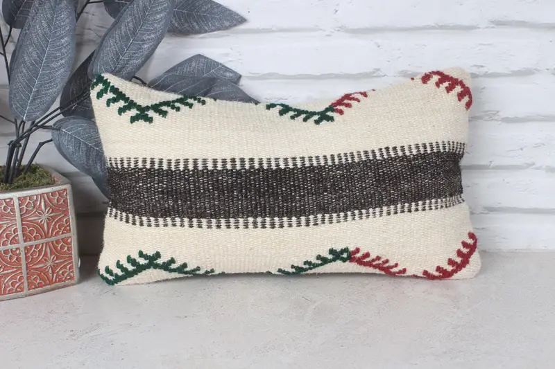 Outdoor Bolster Cushion Cover, Antique Pillows, 8x16 Beige Pillow, Nautical Throw Cushion, Vintage Kilim Pillow, Cushion Case, Vintage Pillow - 1