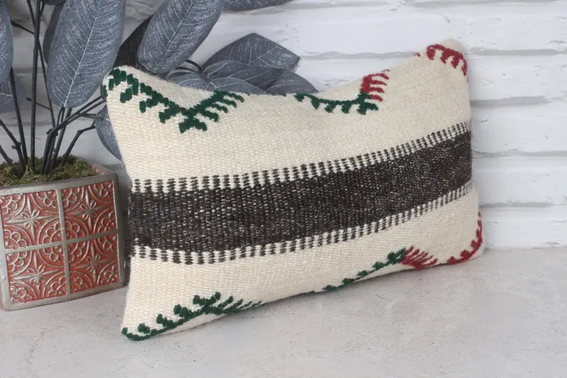 Outdoor Bolster Cushion Cover, Antique Pillows, 8x16 Beige Pillow, Nautical Throw Cushion, Vintage Kilim Pillow, Cushion Case, Vintage Pillow - 4