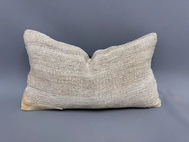 Lounge Throw Pillow Case, Oriental Pillow, Pillow Sham, 12x20 Beige Cushion, Kilim Pillow, Pillow for Sofa, Throw Kilim Pillow - 1