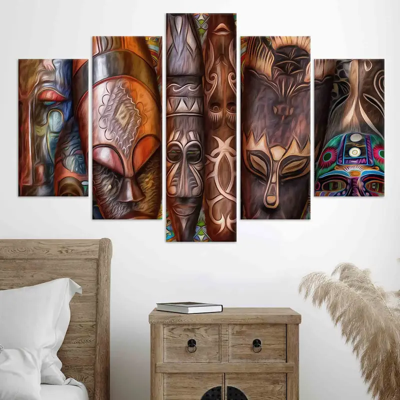 African Traditional Mask, Canvas Wall Art, African Mask Wall Art, Brown Wall Art, Trendy Wall Decor, Personalized Gift, Large Canvas, - 5